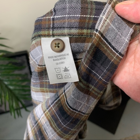 Wind River Flannel Shirt Button Down Men Sz XLT Plaid Brown Grey Long Sleeves - Picture 6 of 10